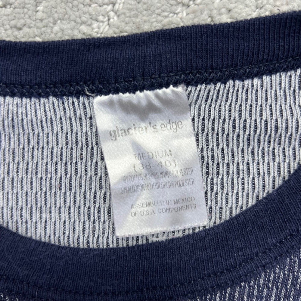 VINTAGE Glacier's‎ Edge Thermal Shirt Mens M Navy Blue Waffle Knit Long Sleeve - Picture 4 of 12